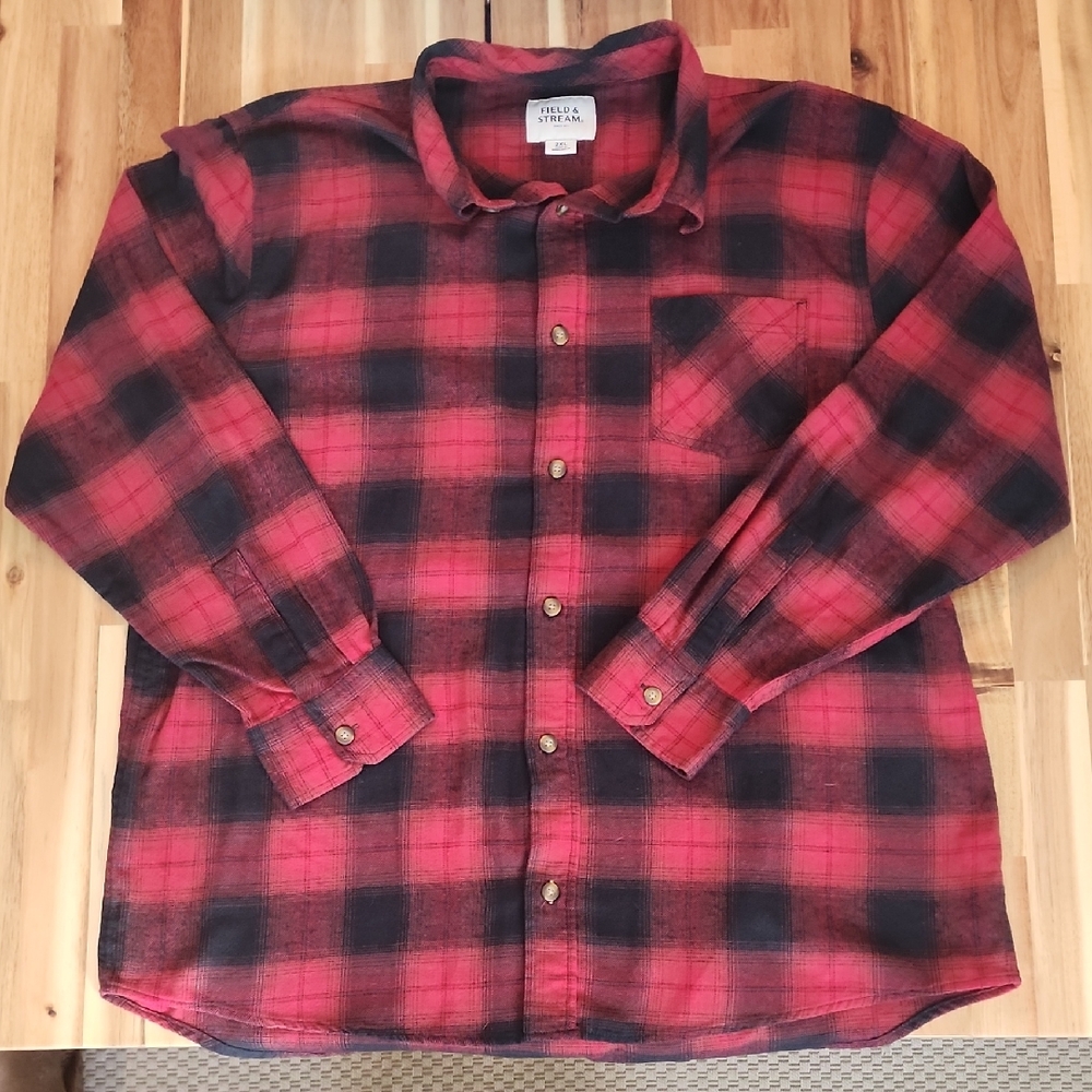 Mens Field & Stream Red Button Front Flannel - Size 2XL